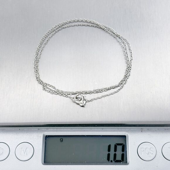 Vintage SU Thailand Sterling Silver 925 0.7mm Chain Link Necklace 18.5" - Picture 3 of 3